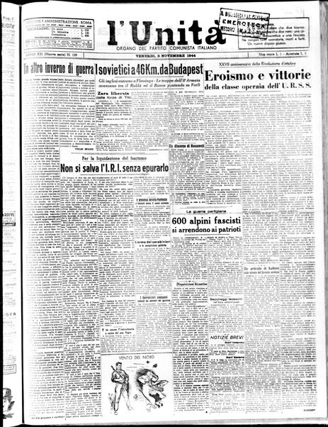 L'Unità : organo centrale del Partito comunista italiano